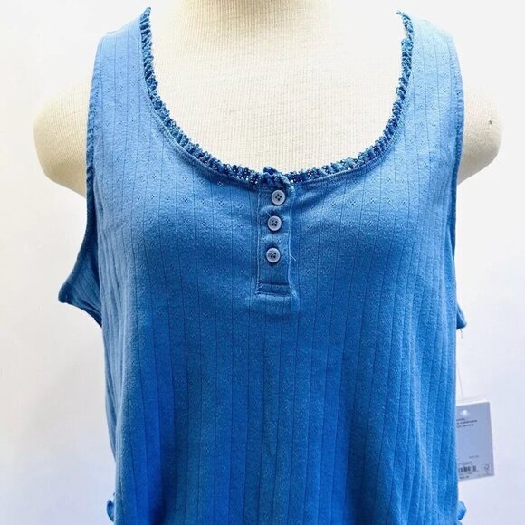 SO Tops - NWT SO GOODS FOR LIFE Juniors Sleeveless Pullover Hensley Neck Blue Shirt XXL